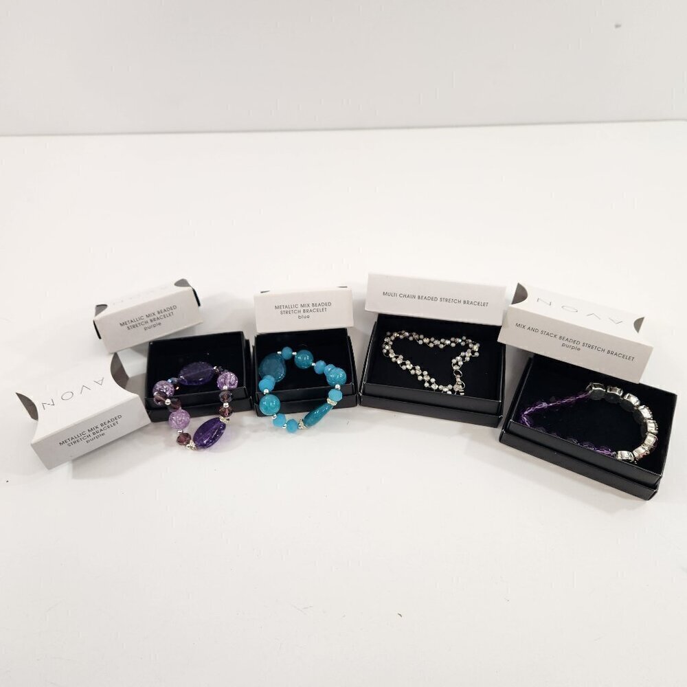 Avon Stretch Bracelet Lot Metallic Mix / Mix & Stack Beaded NEW